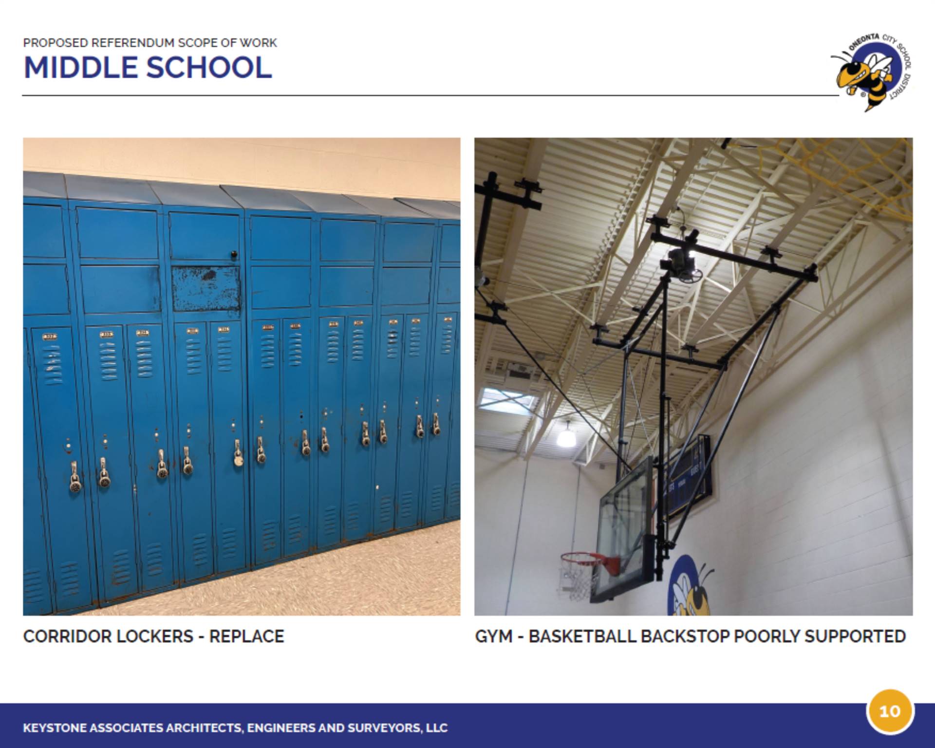 Photo of the Oneonta Middle School old lockers and gym equipment. 